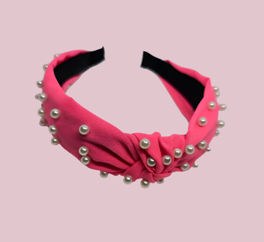 Pink Pearl Knotted Headband