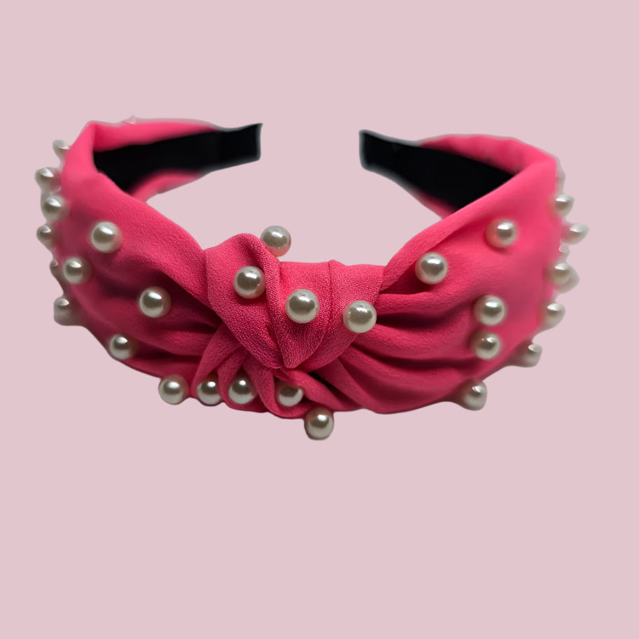 Pink Pearl Knotted Headband