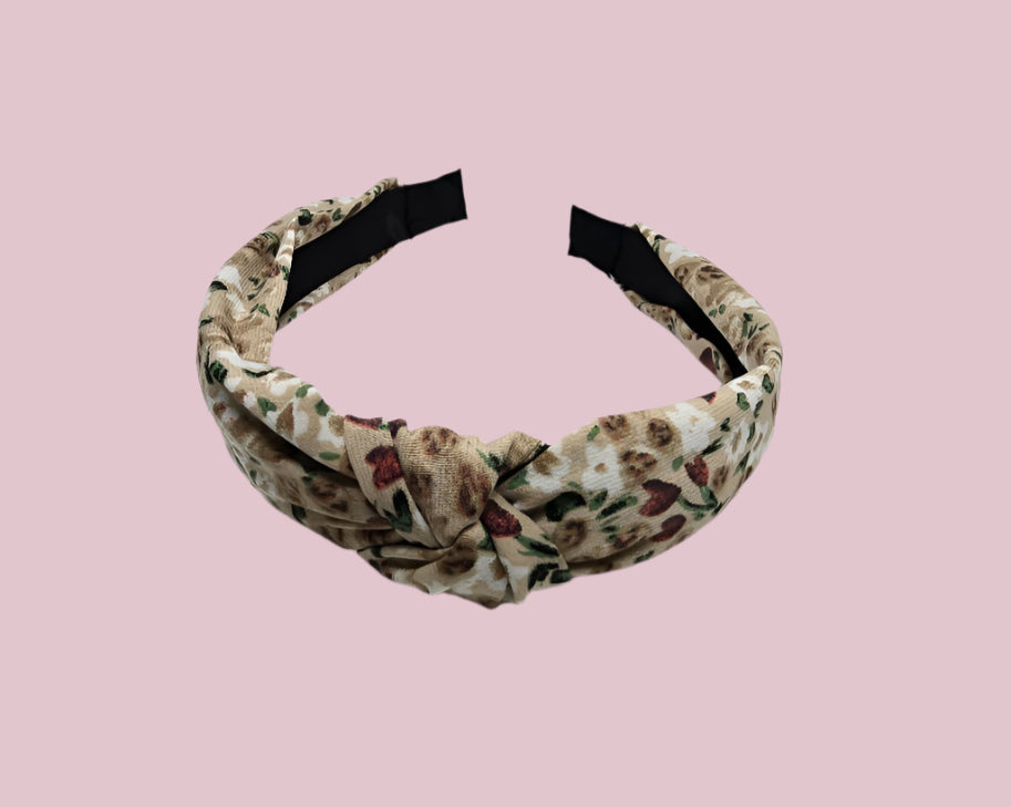 Brown Floral Knotted Headband