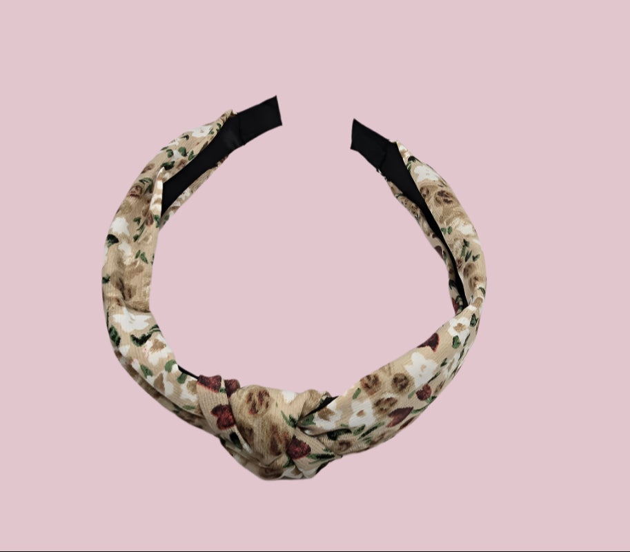 Brown Floral Knotted Headband