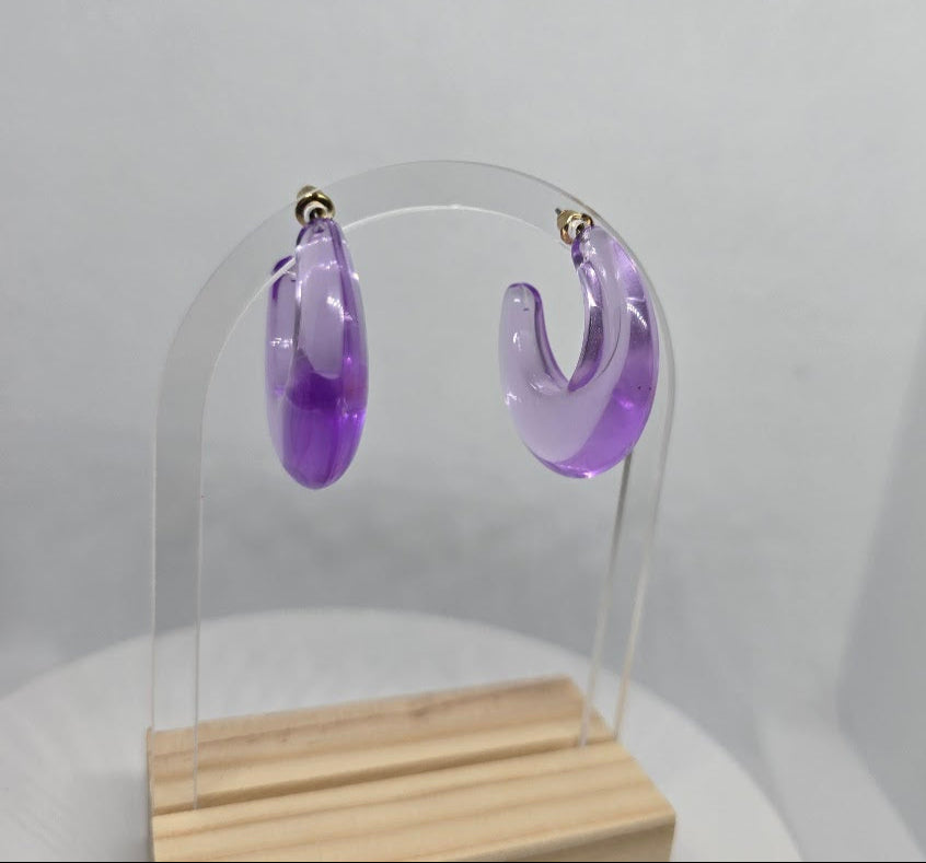 Purple Clear Hoops