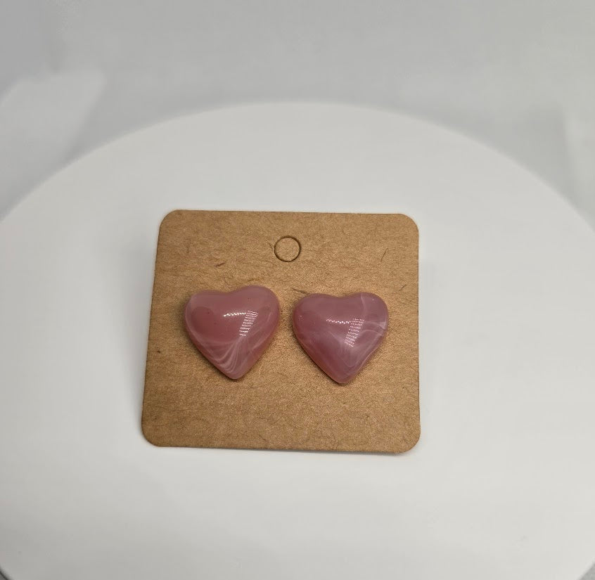 Heart Marble Studs