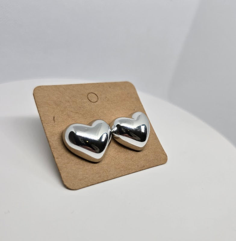 Silver Heart Studs