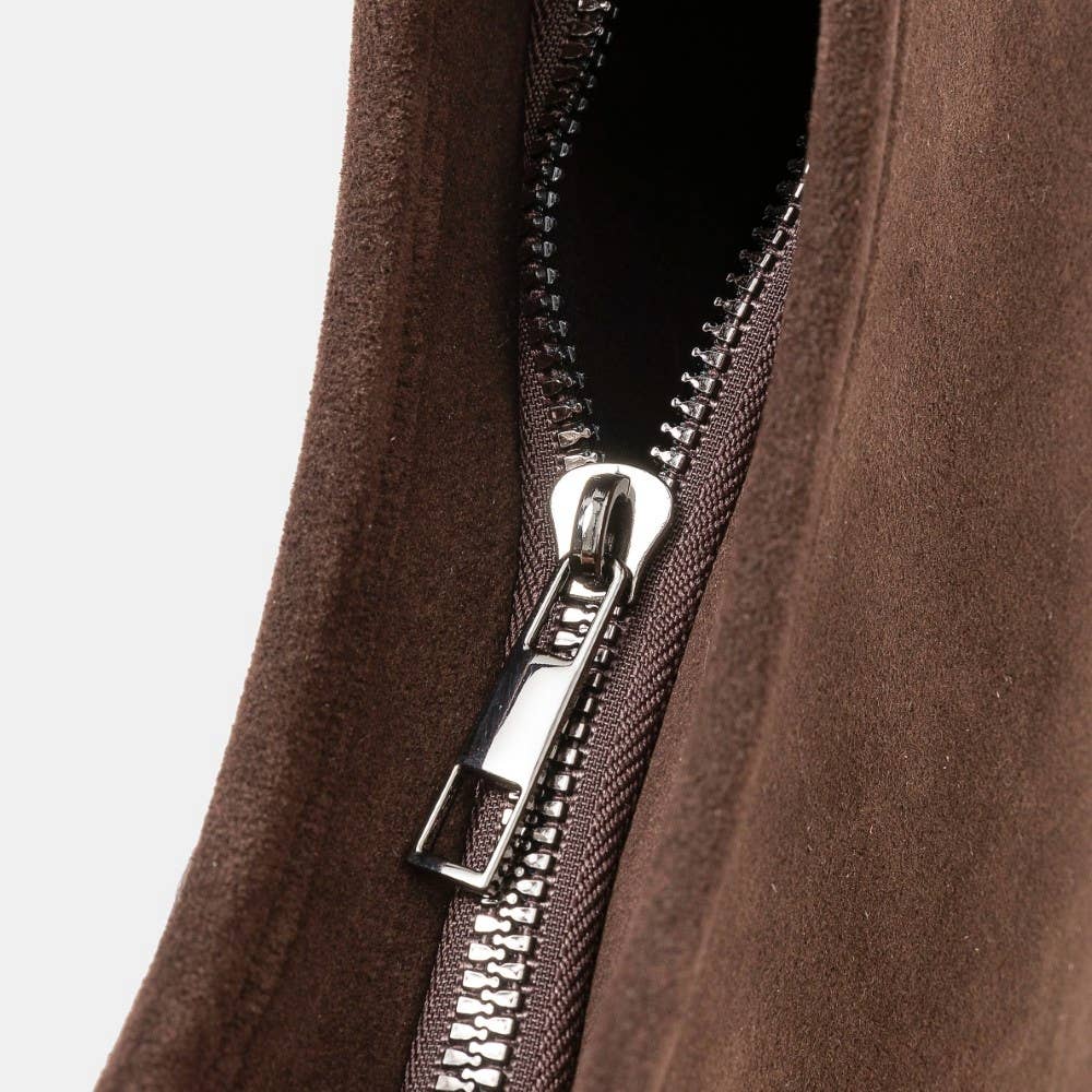 Faux Suede Fringe Belt Decor Shoulder Bag Brown