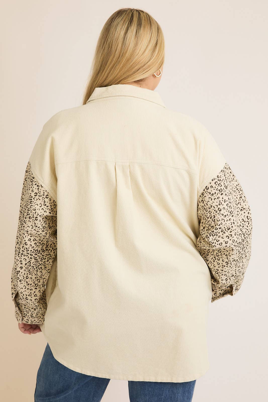 CORDUROY & ANIMAL TWILL MIX SHACKET Cream