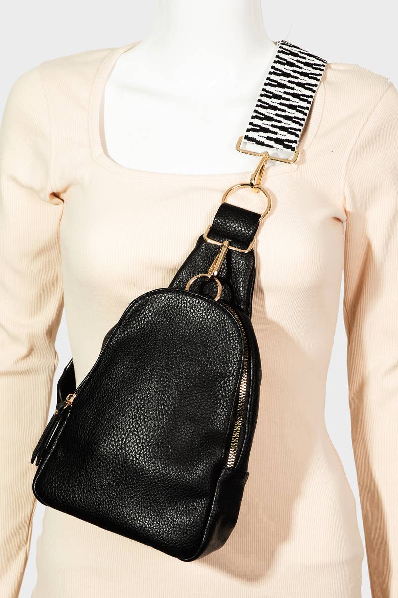 Black Single Strap Faux Leather Bag