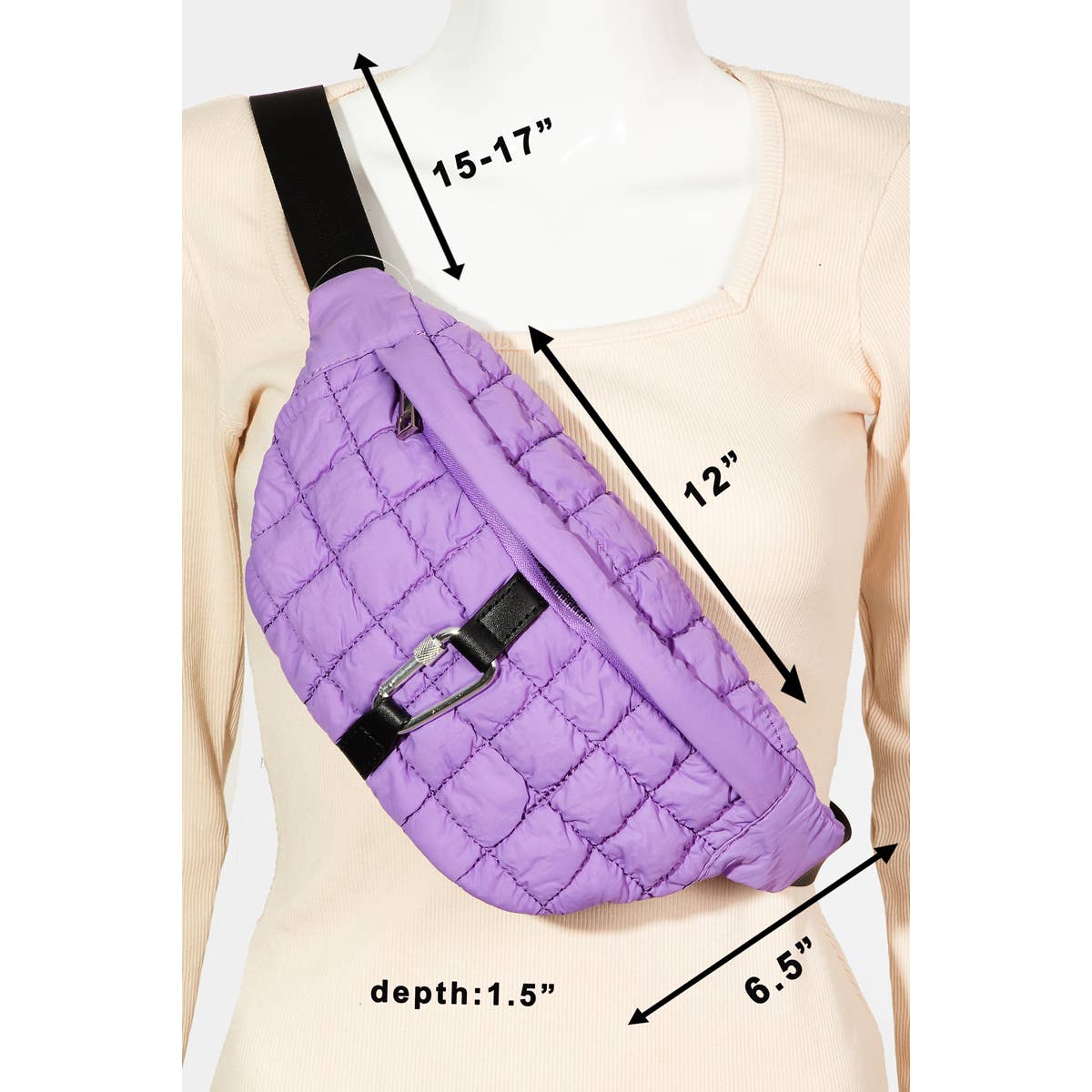 Carabiner Quilted Fanny Pack Bag Purple
