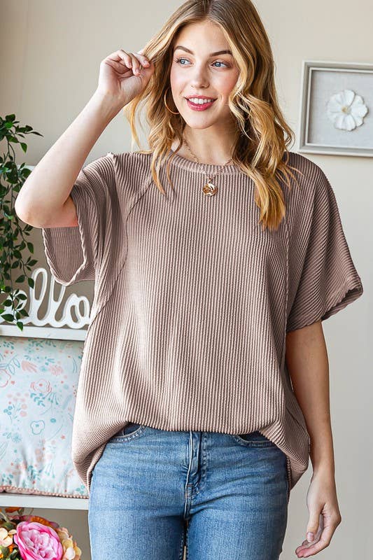SOLID URBAN RIBBED TOP COCOA