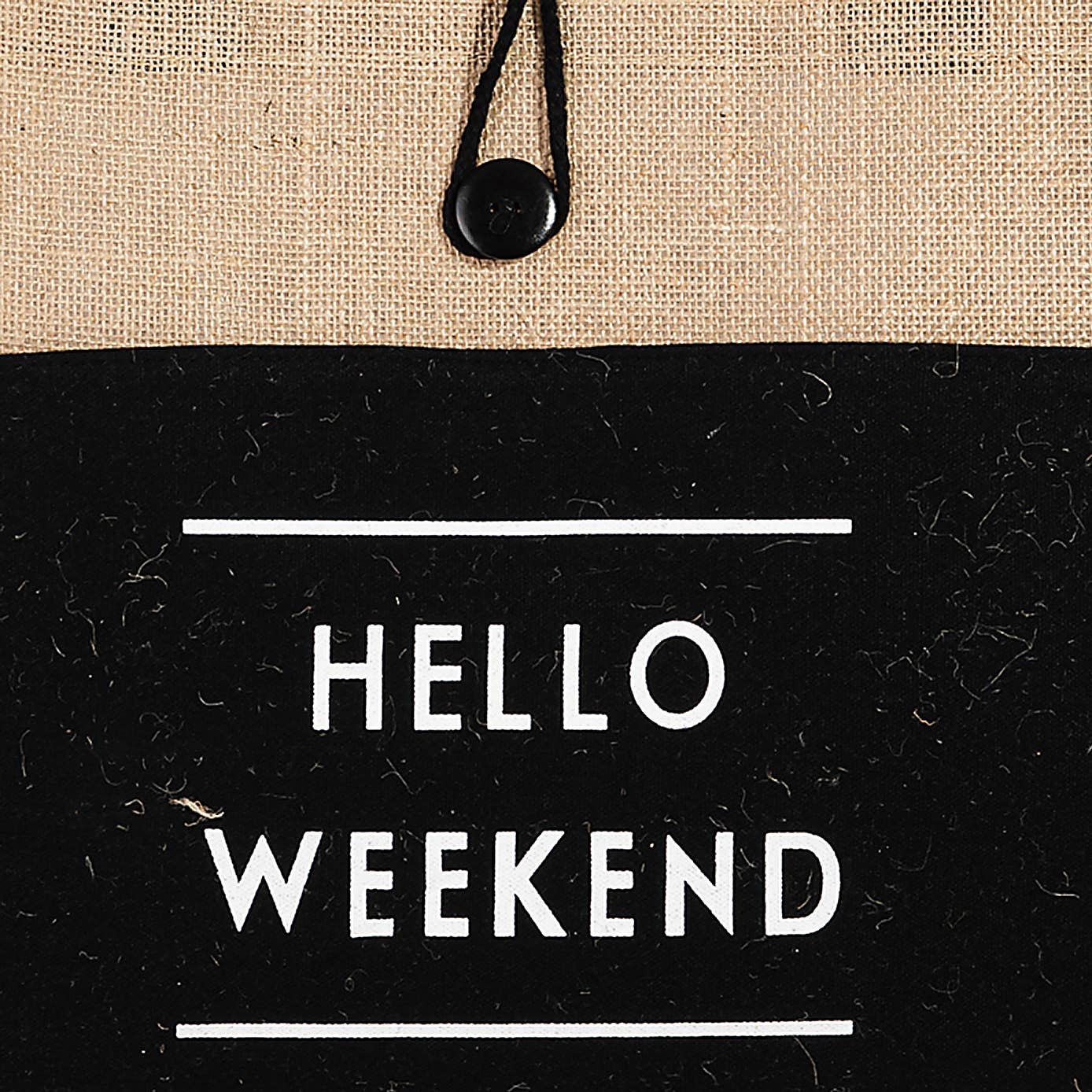 Hello Weekend Burlap Tote Bag Pink