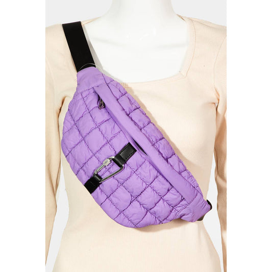 Carabiner Quilted Fanny Pack Bag Purple